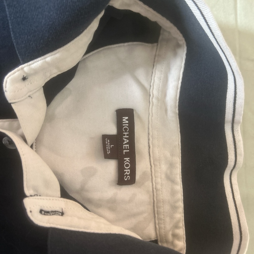 Michael Kors Dark Blue and White Trousers